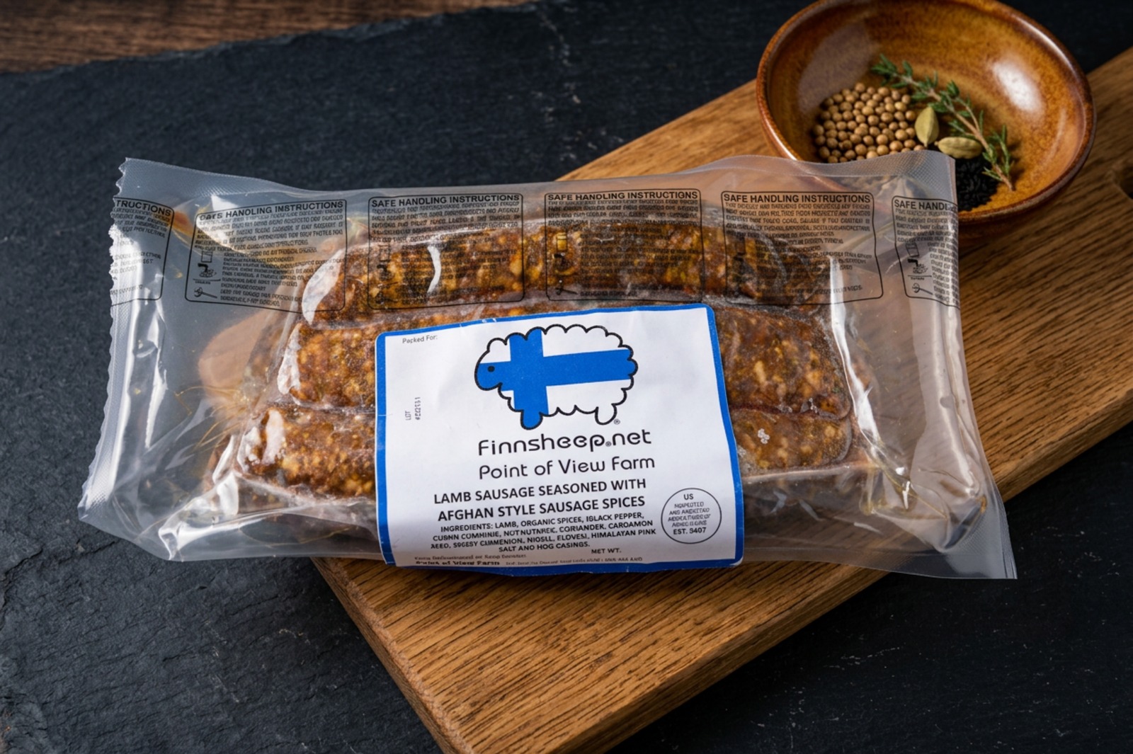 Finnsheep Afghan Sausage Links made w/ Organic Spices