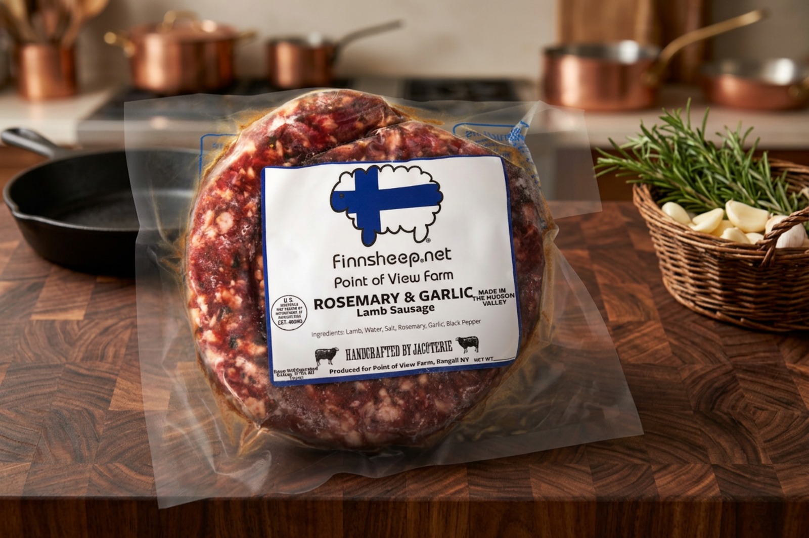 Finnsheep Handmade Rosemary & Garlic Lamb Sausage