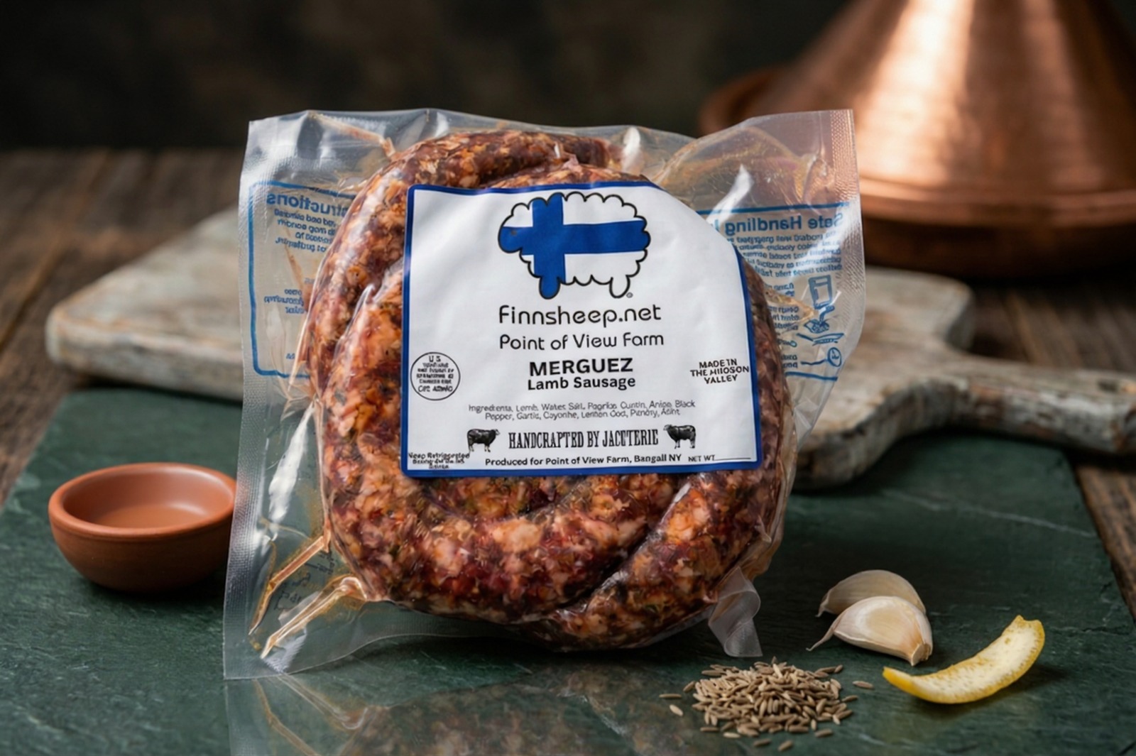 Finnsheep Handmade Merguez Lamb Sausage Coil