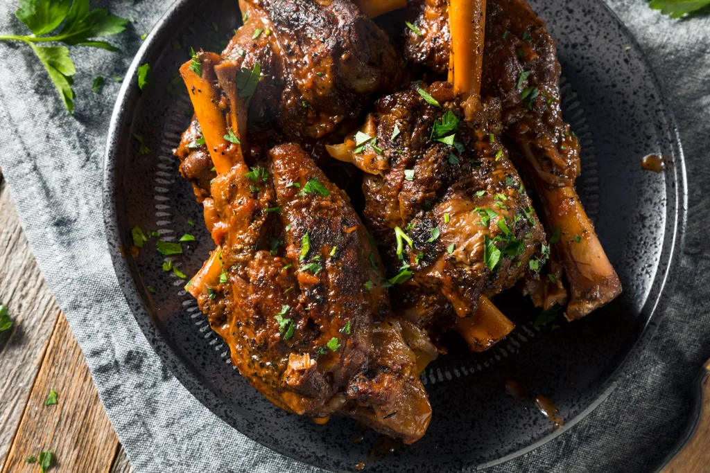 BRAISED LAMB SHANKS WITH BUTTERED TURNIPS